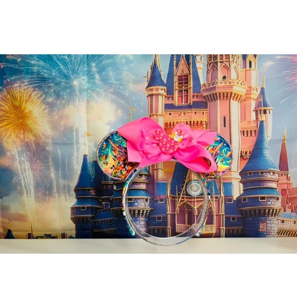 Colorful Mouse Ears Headband, Rhinestone Crystal Ears, Theme ParkParty Accessory